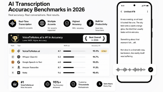 Cover for AI Transcription Accuracy Benchmarks in 2026